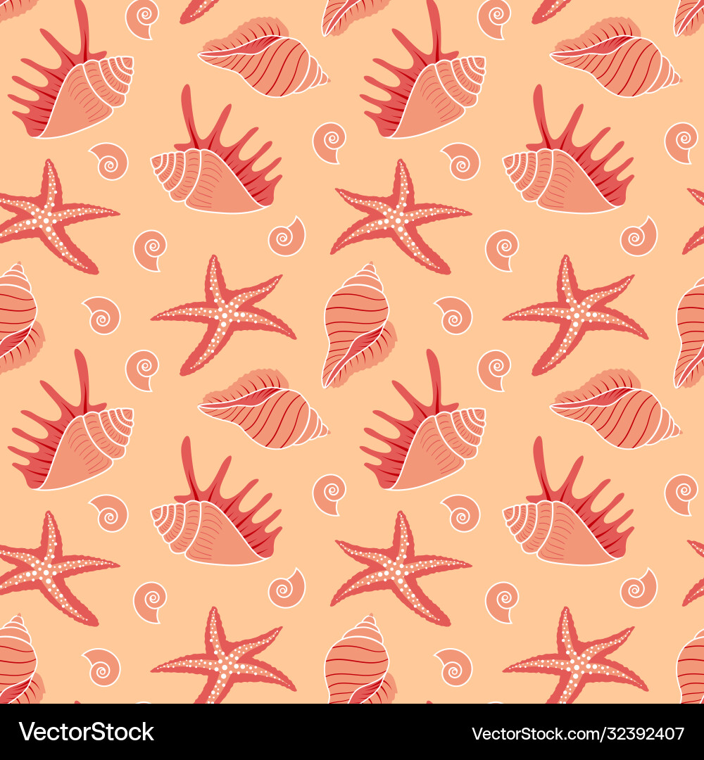 Seamless pattern with seashells Seamless pattern with seashells vector image