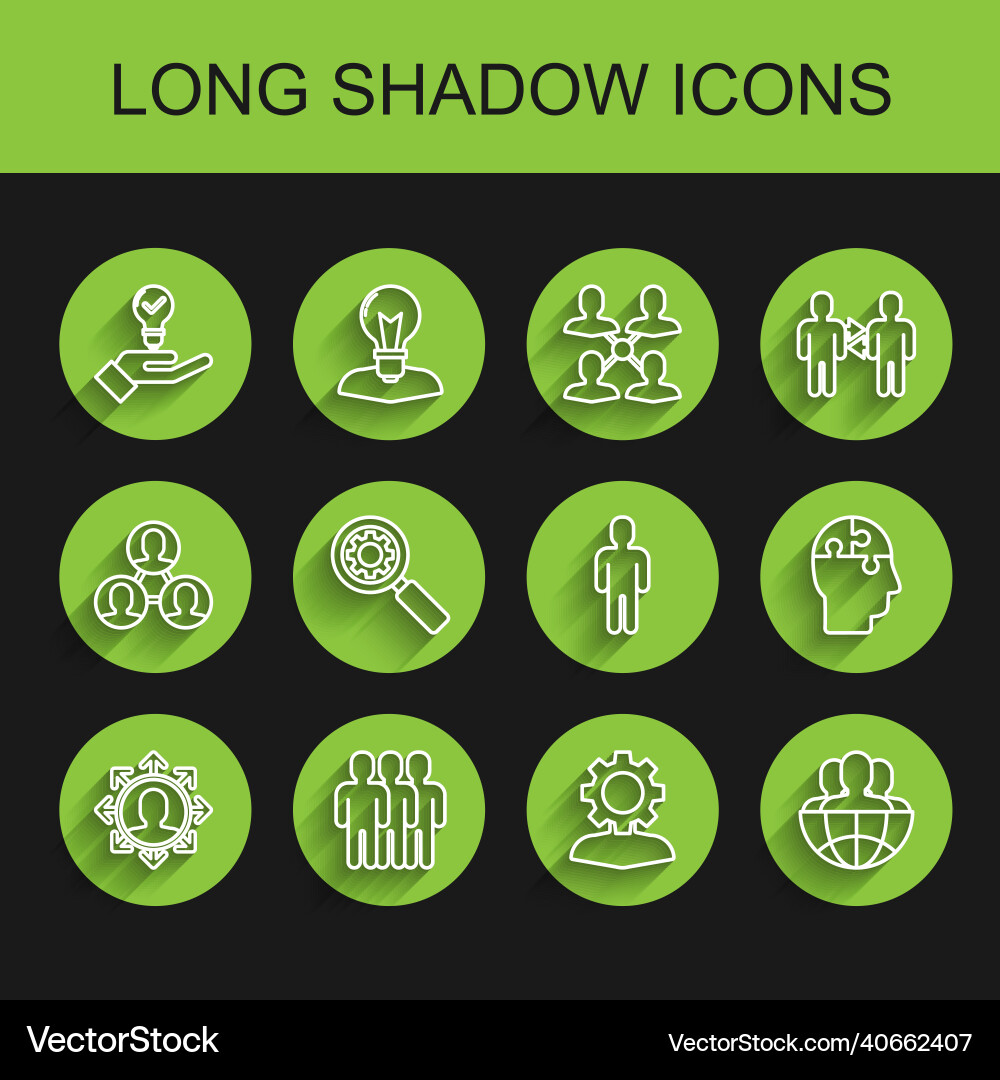 Set line project team base users group light vector image