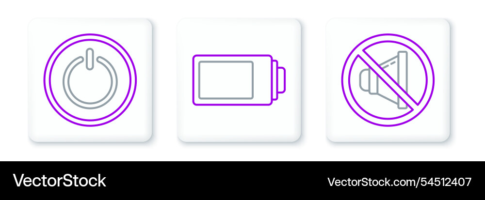 Set line speaker mute power button and battery Vector Image