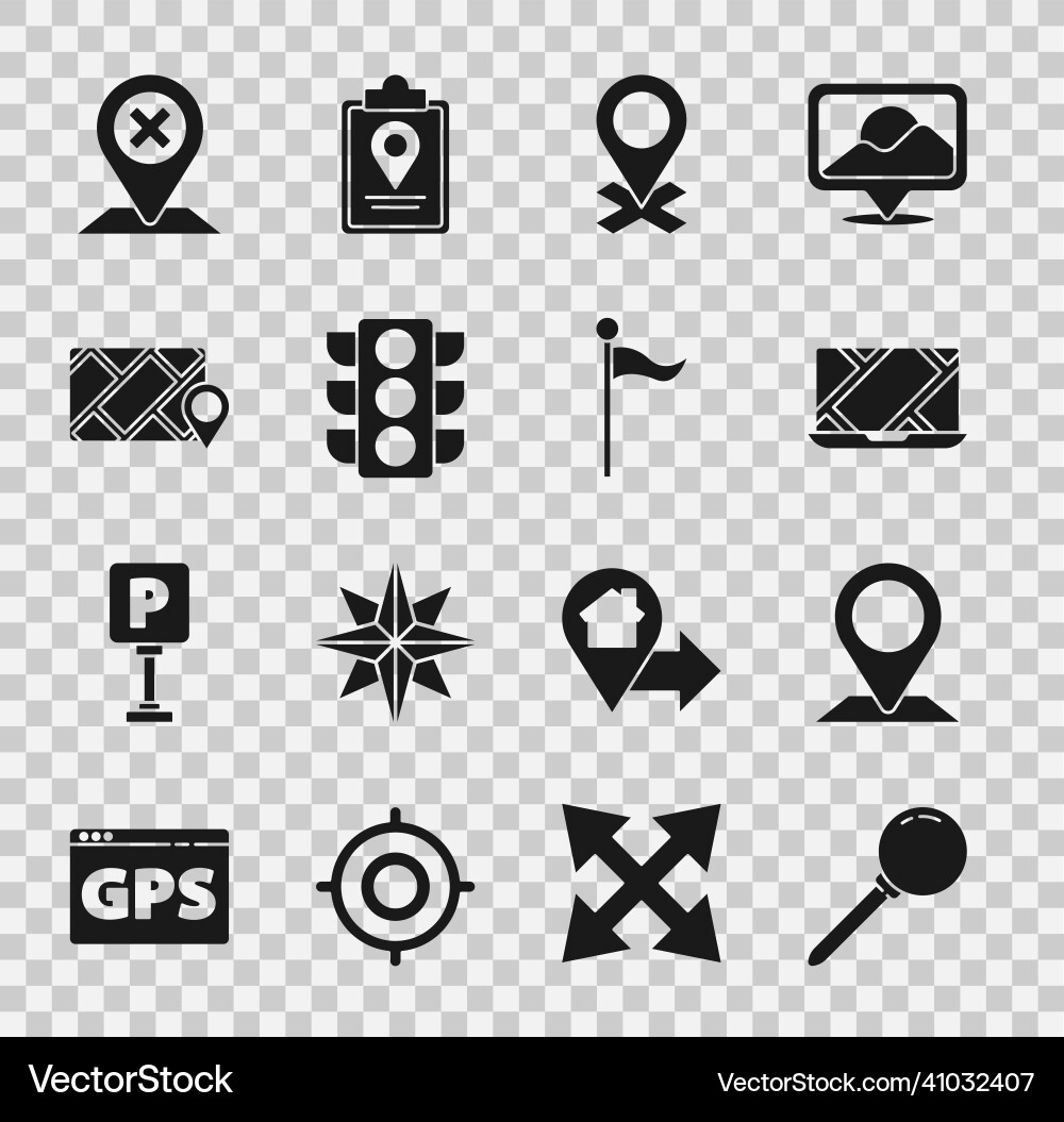 Set push pin location city map navigation Set push pin location city map navigation vector image