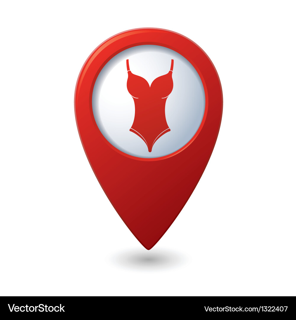 Swim suit icon on map pointer vector image