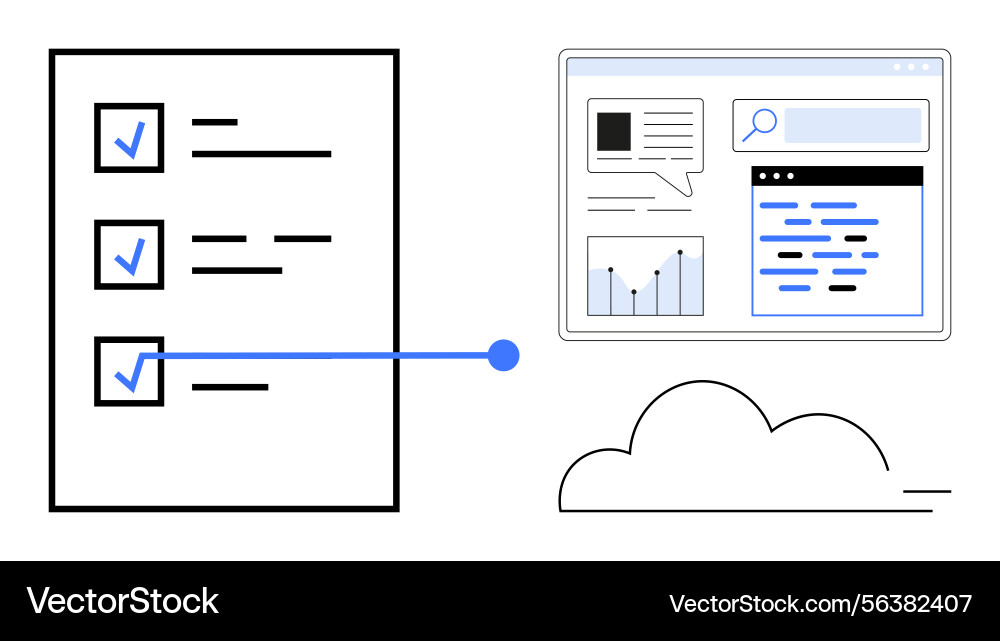 Task checklist connected to digital dashboard Task checklist connected to digital dashboard vector image