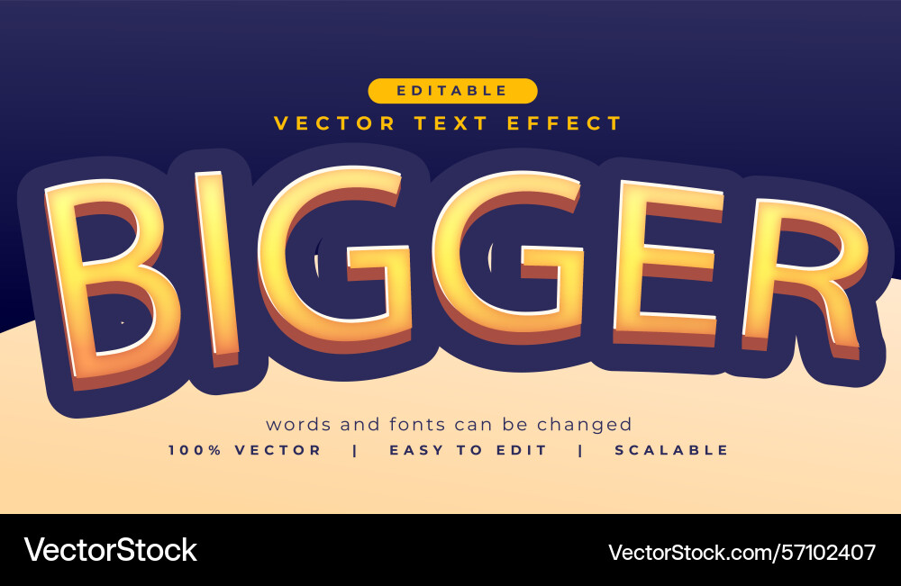 Text effect style bigger editable font vector image