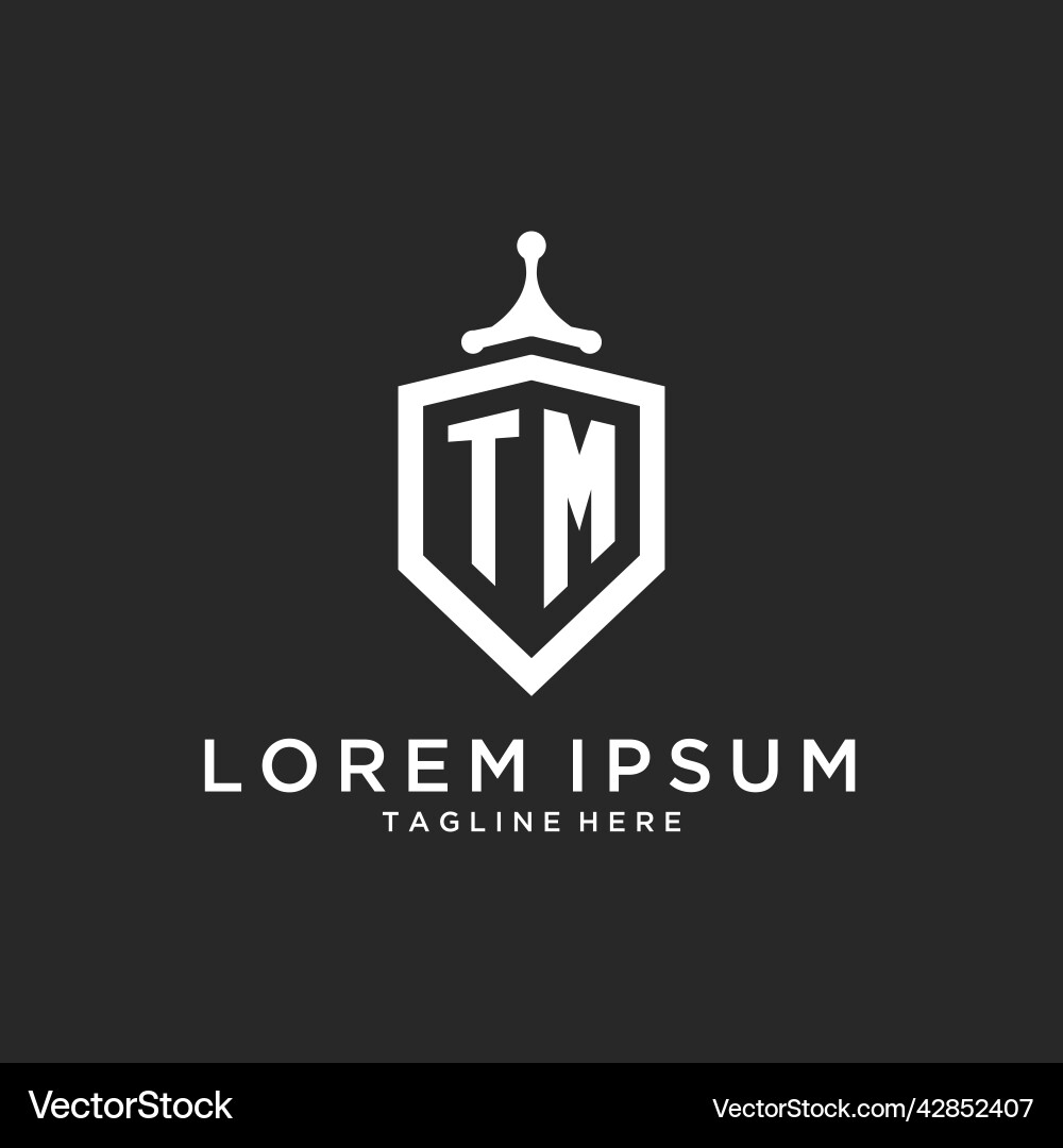 Tm monogram logo initial with shield guard shape Vector Image