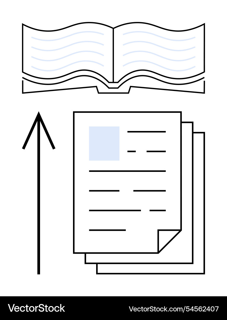Transition from document to open book indicating Transition from document to open book indicating vector image