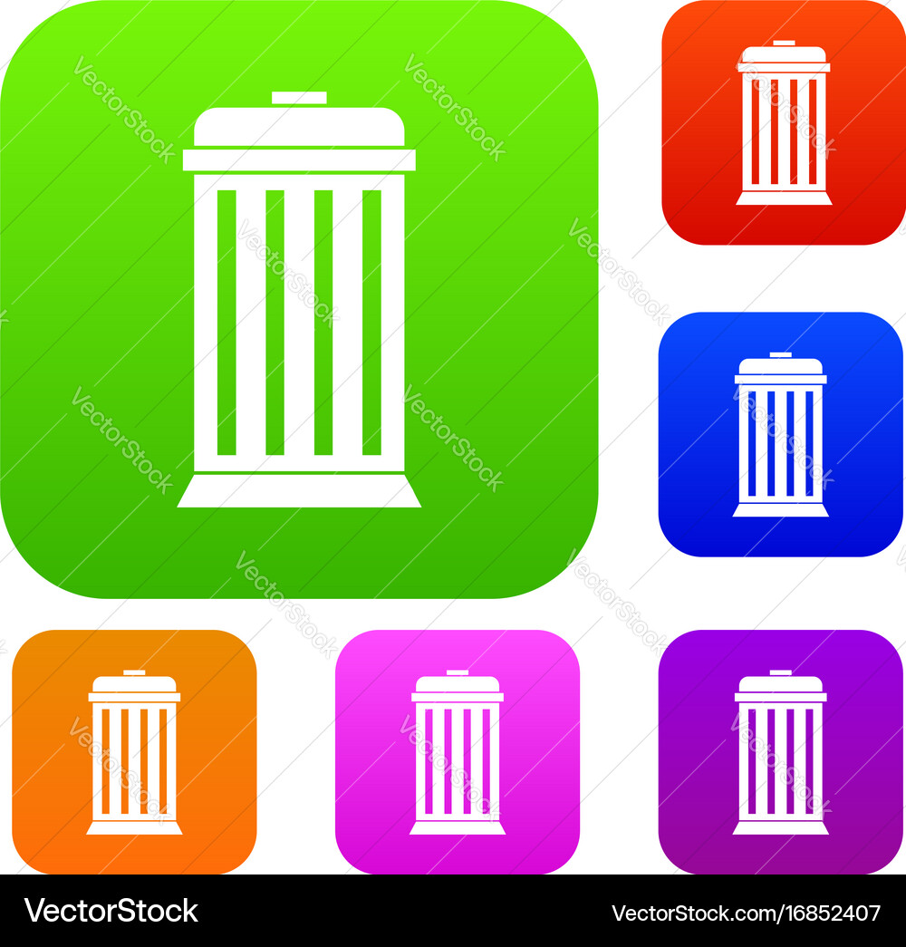 Trash can set collection vector image