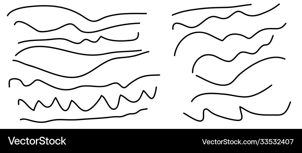 Wave line and wavy zigzag pattern lines black Vector Image