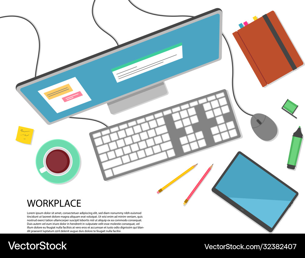 Work on computer Work on computer vector image
