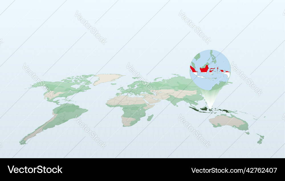 World map in perspective showing the location vector image