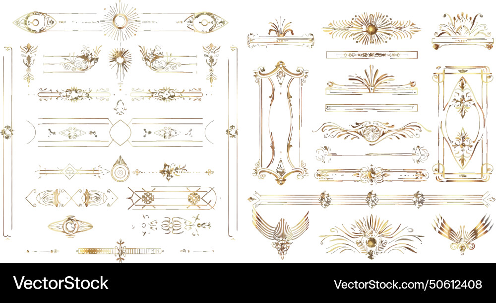 Art deco elements set creative golden borders Vector Image