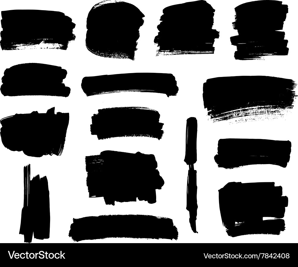 Black brush strokes set Royalty Free Vector Image