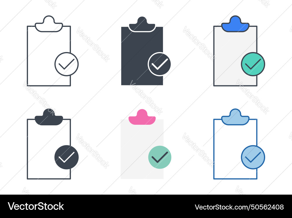 Check mark on document icon collection Vector Image
