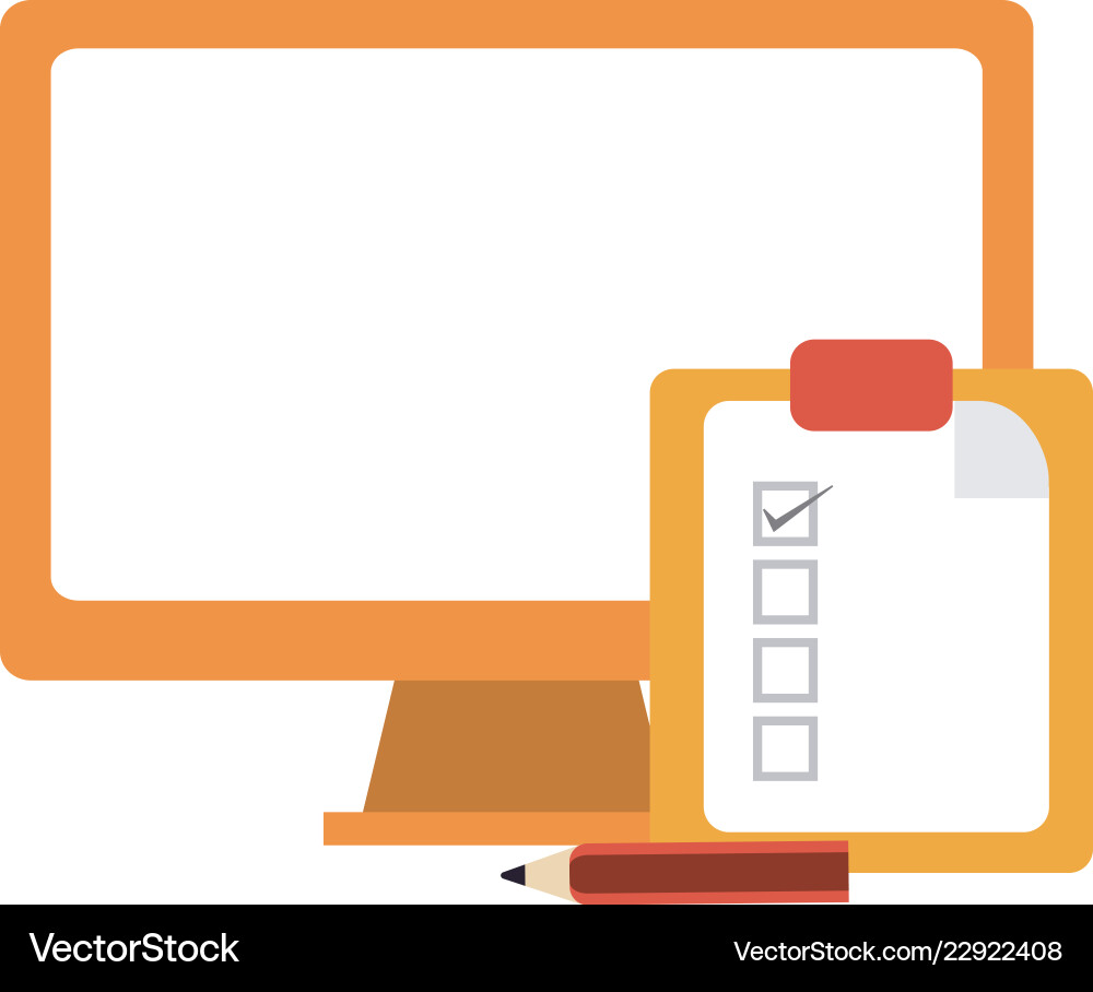 Computer and clipboard tasks vector image