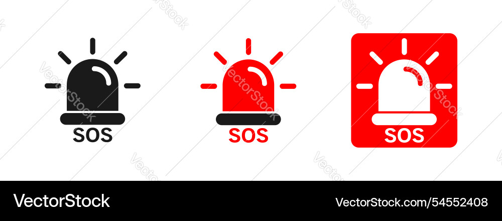 Containing emergency alarm icon set sos help Containing emergency alarm icon set sos help vector image