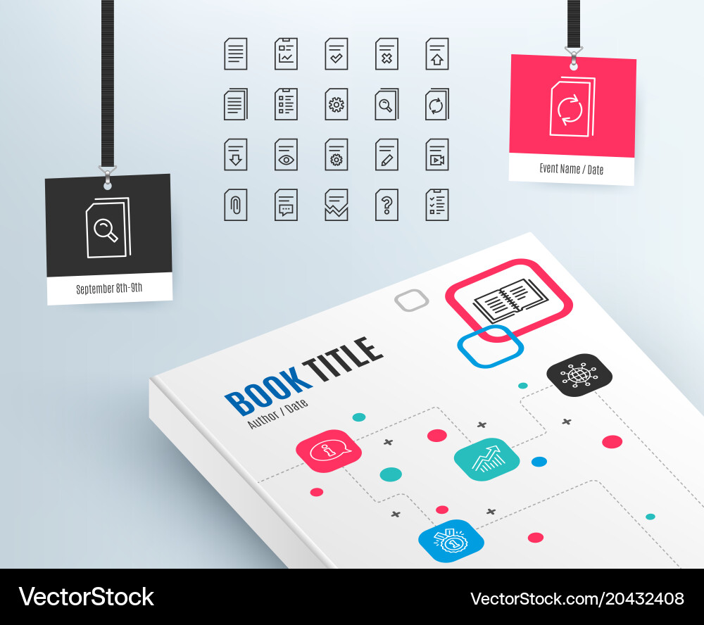Document line icons report checklist and copy vector image