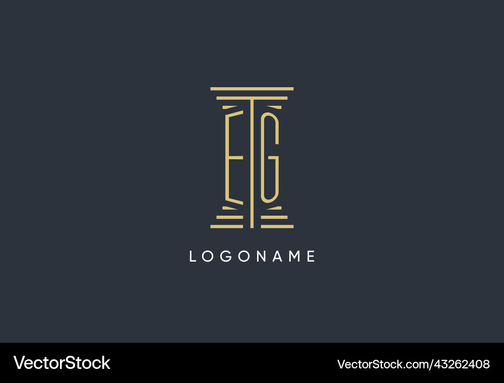 Eg initial monogram with pillar shape logo design Vector Image