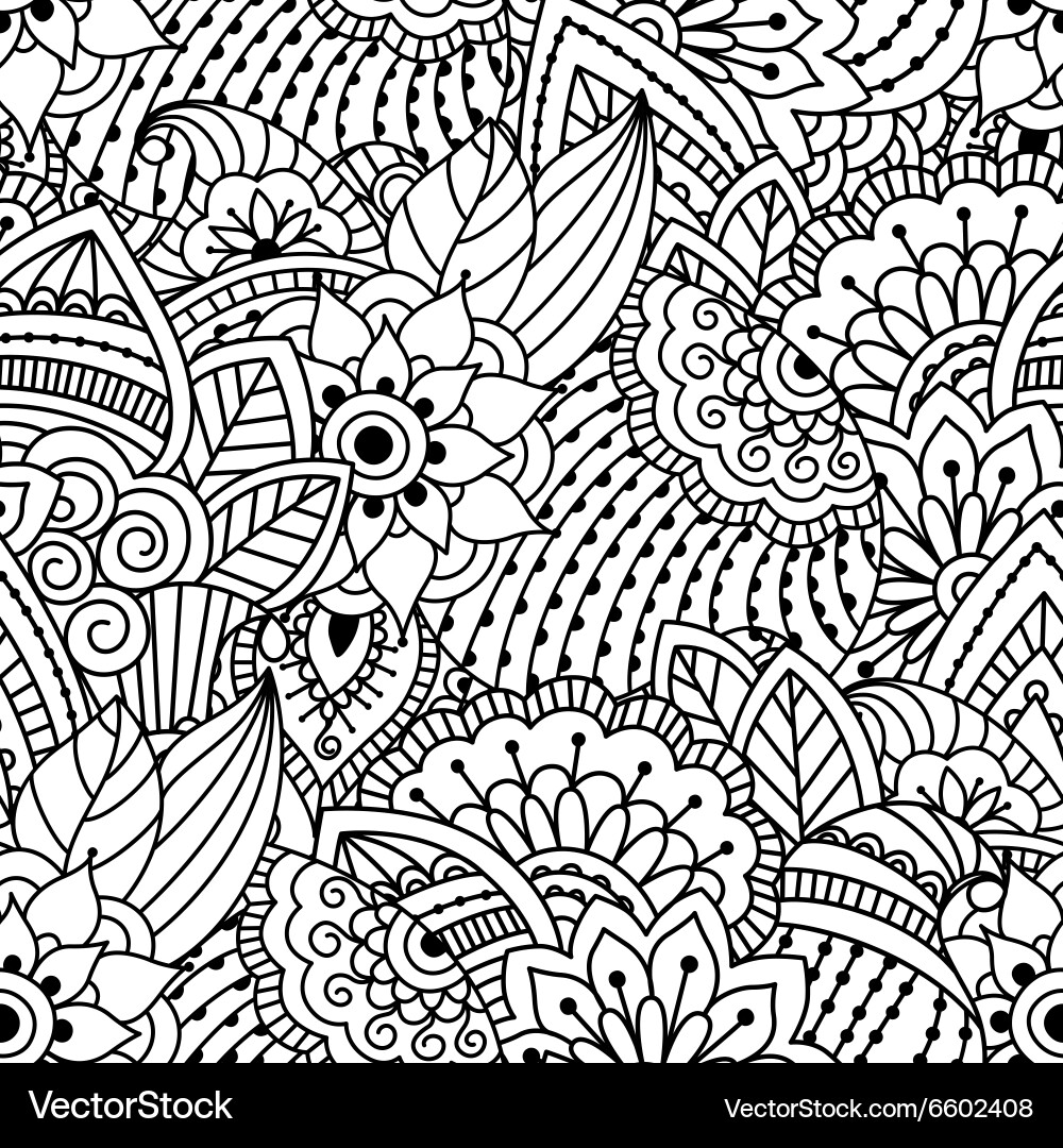 Intricate Black & White Henna Pattern vector image