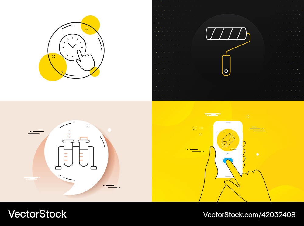 Minimal set of e-mail time management and paint Minimal set of e-mail time management and paint vector image