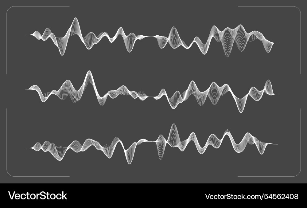 Monochrome waveforms on dark background vector image