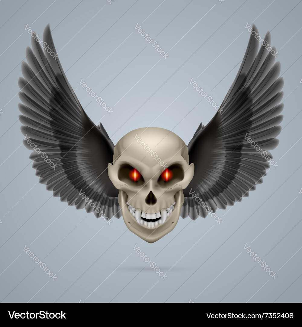 Mutant Skull with Wings Vector Image
