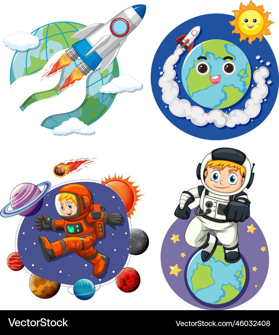 Outer space characters collection Outer space characters collection Vector Image