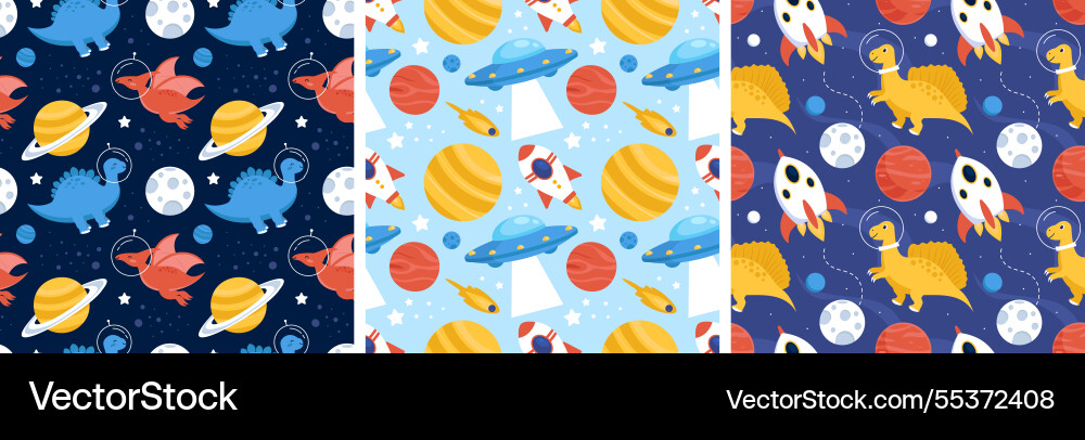 Seamless pattern of outer space exploration Seamless pattern of outer space exploration Vector Image
