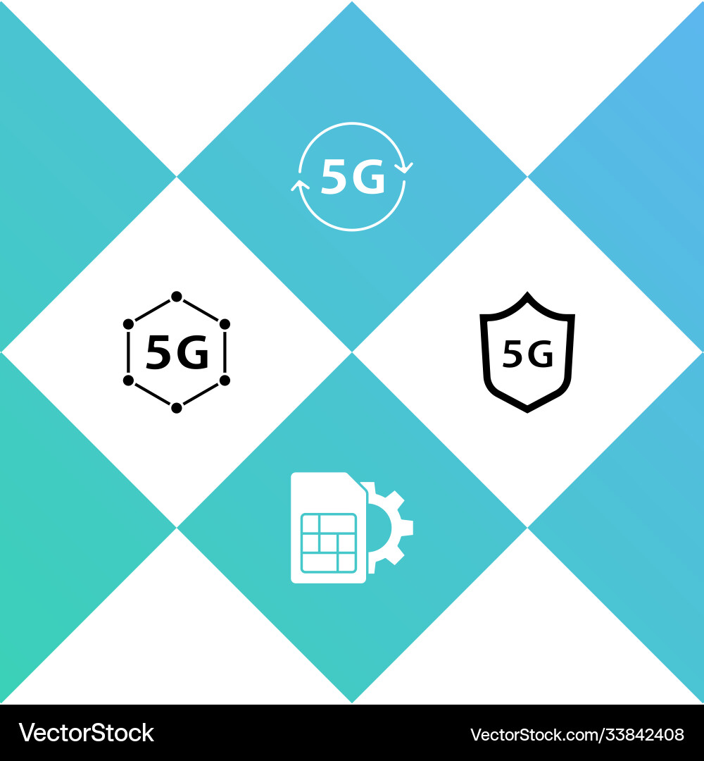 Set 5g network sim card setting and protective Set 5g network sim card setting and protective vector image