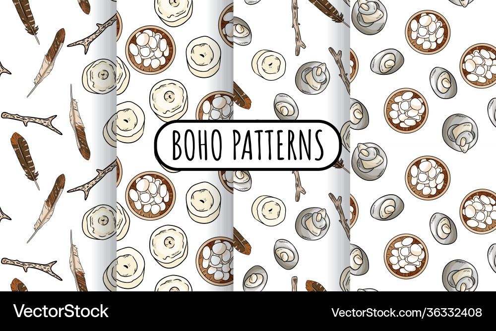 Set bohemian seamless border patterns Set bohemian seamless border patterns vector image