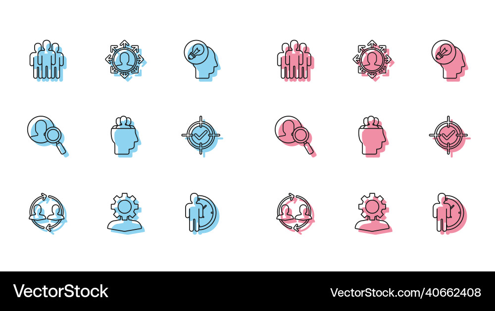 Set line human resources with gear inside users Set line human resources with gear inside users vector image