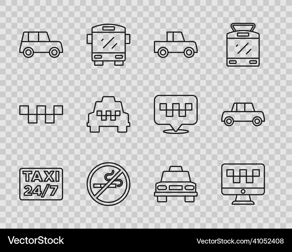 Set line location with taxi computer call service Set line location with taxi computer call service vector image