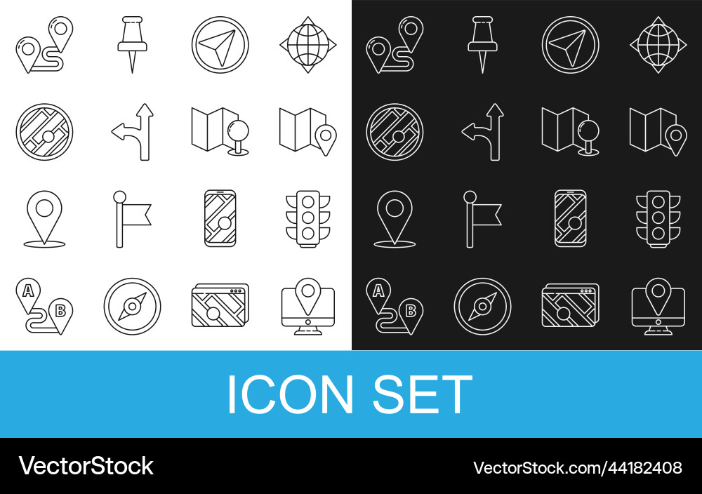 Set line monitor with location marker traffic Set line monitor with location marker traffic vector image