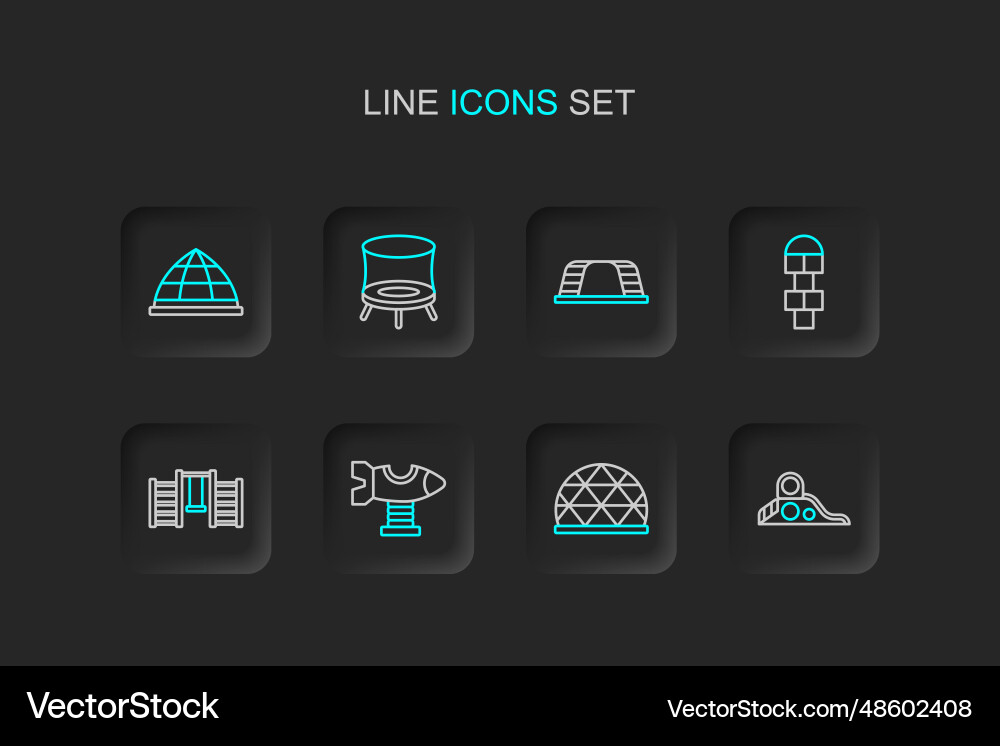 Set line slide playground climbing Set line slide playground climbing vector image