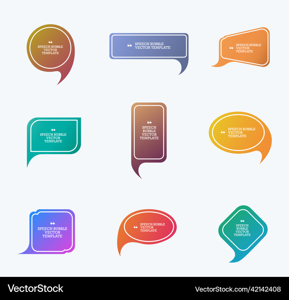 Set of colored speech bubbles with gradient Set of colored speech bubbles with gradient Vector Image