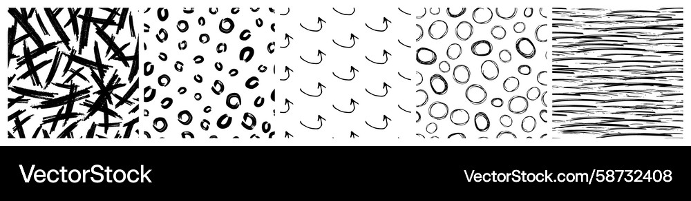 Set of seamless patterns with scribble smears Vector Image