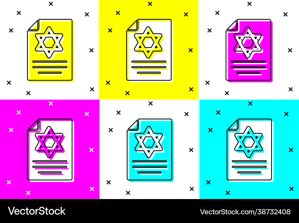Set torah scroll icon isolated on color background Vector Image