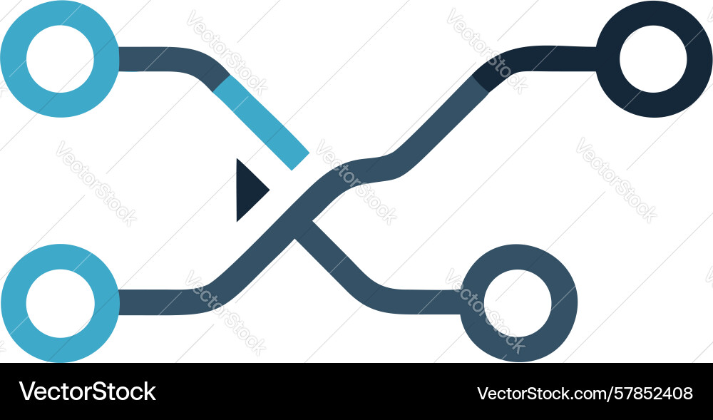 Simple x-connection data flow diagram design vector image