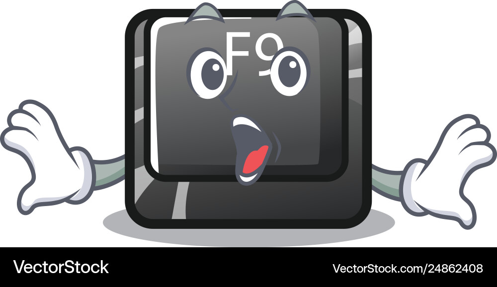 Surprised button f9 in character shape Surprised button f9 in character shape Vector Image