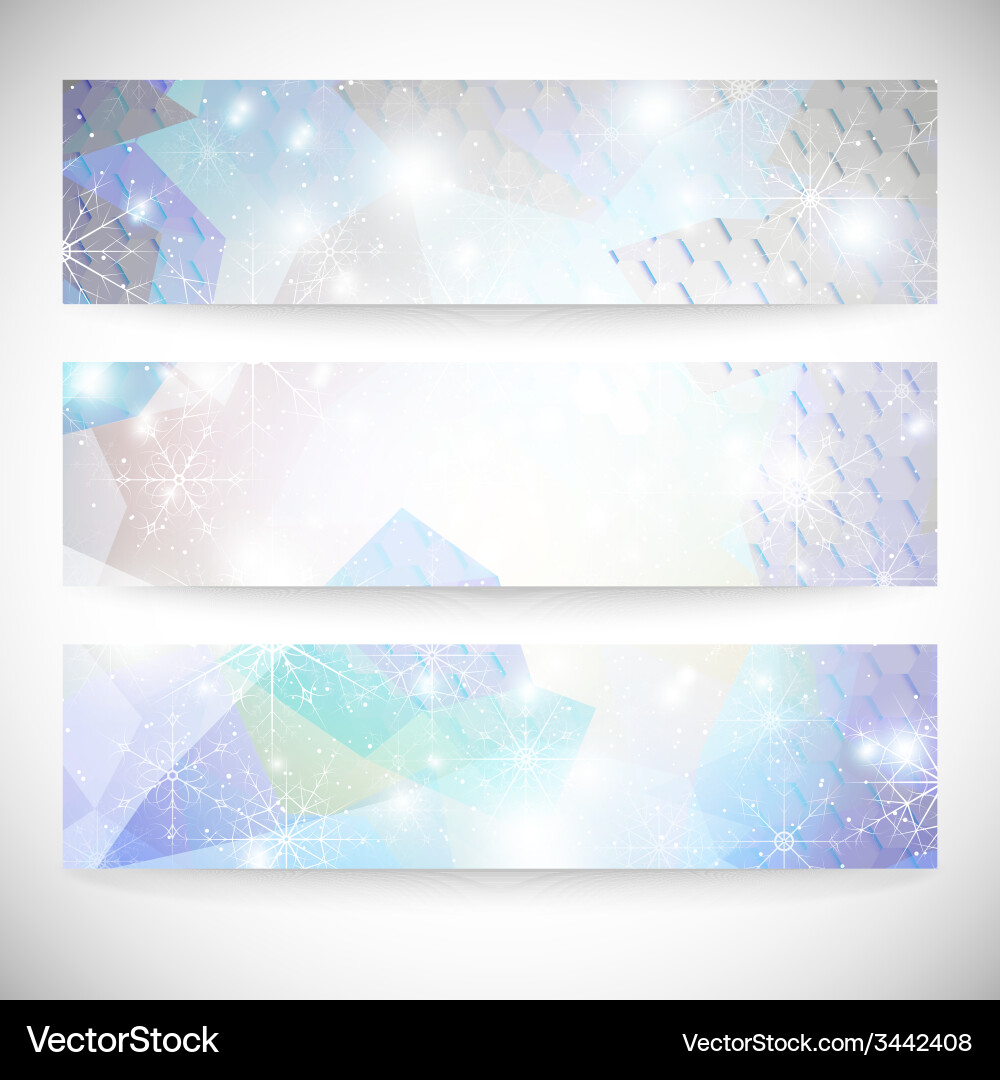 Winter backgrounds set with snowflakes abstract Vector Image