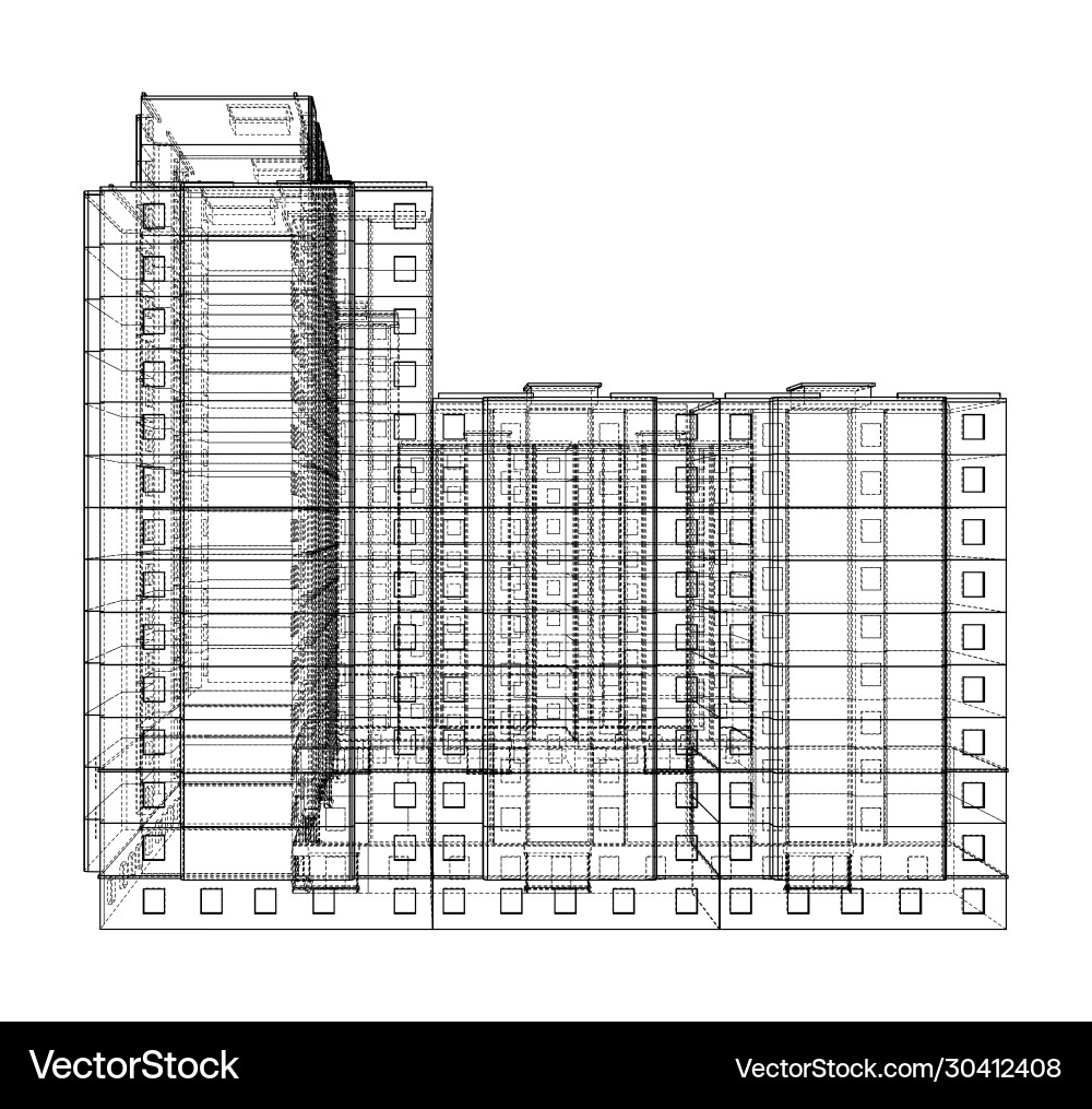 Wire-frame model a multi-storey building Wire-frame model a multi-storey building vector image