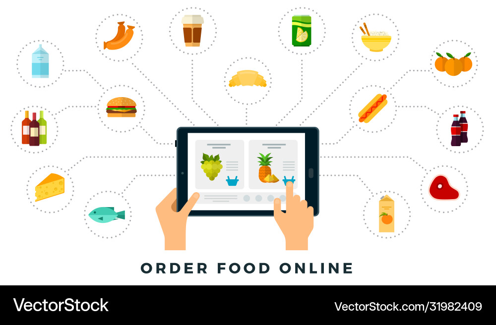 Adding products to order online flat Adding products to order online flat vector image