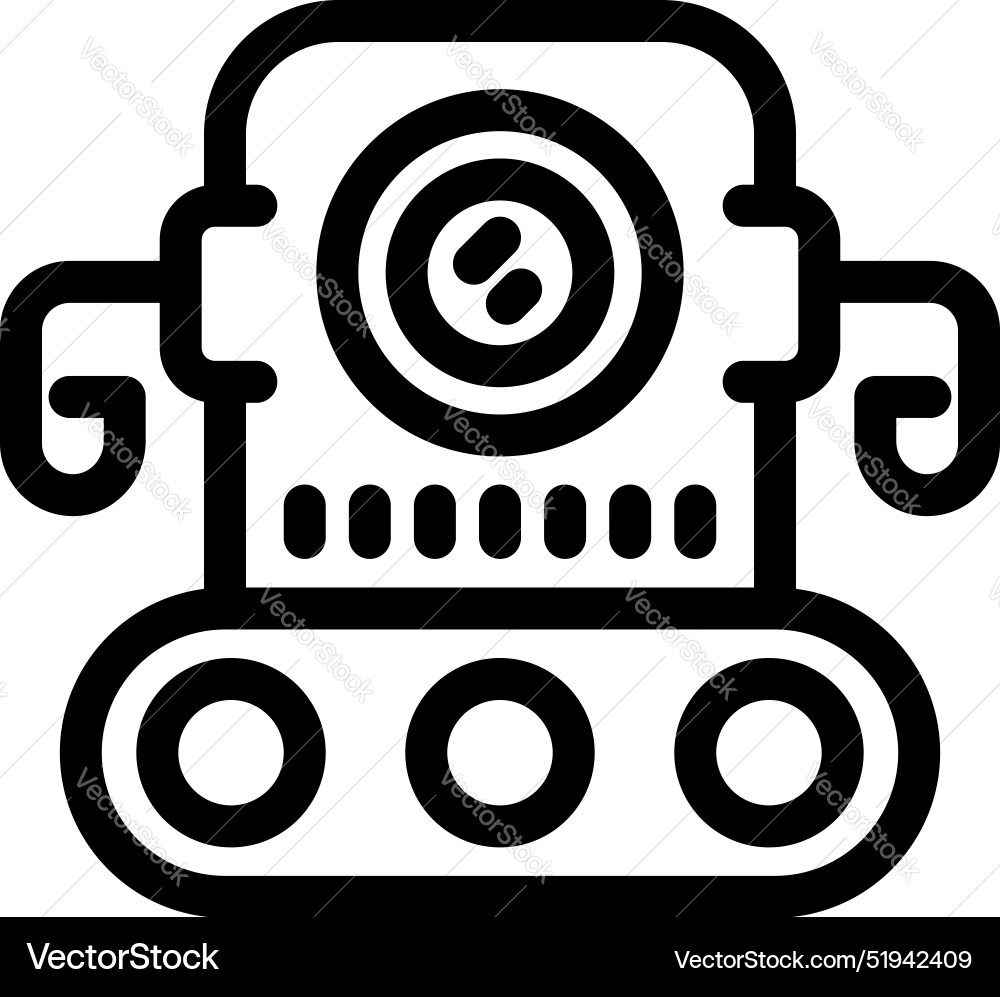 Autonomous robot moving on tracks with artificial Autonomous robot moving on tracks with artificial vector image