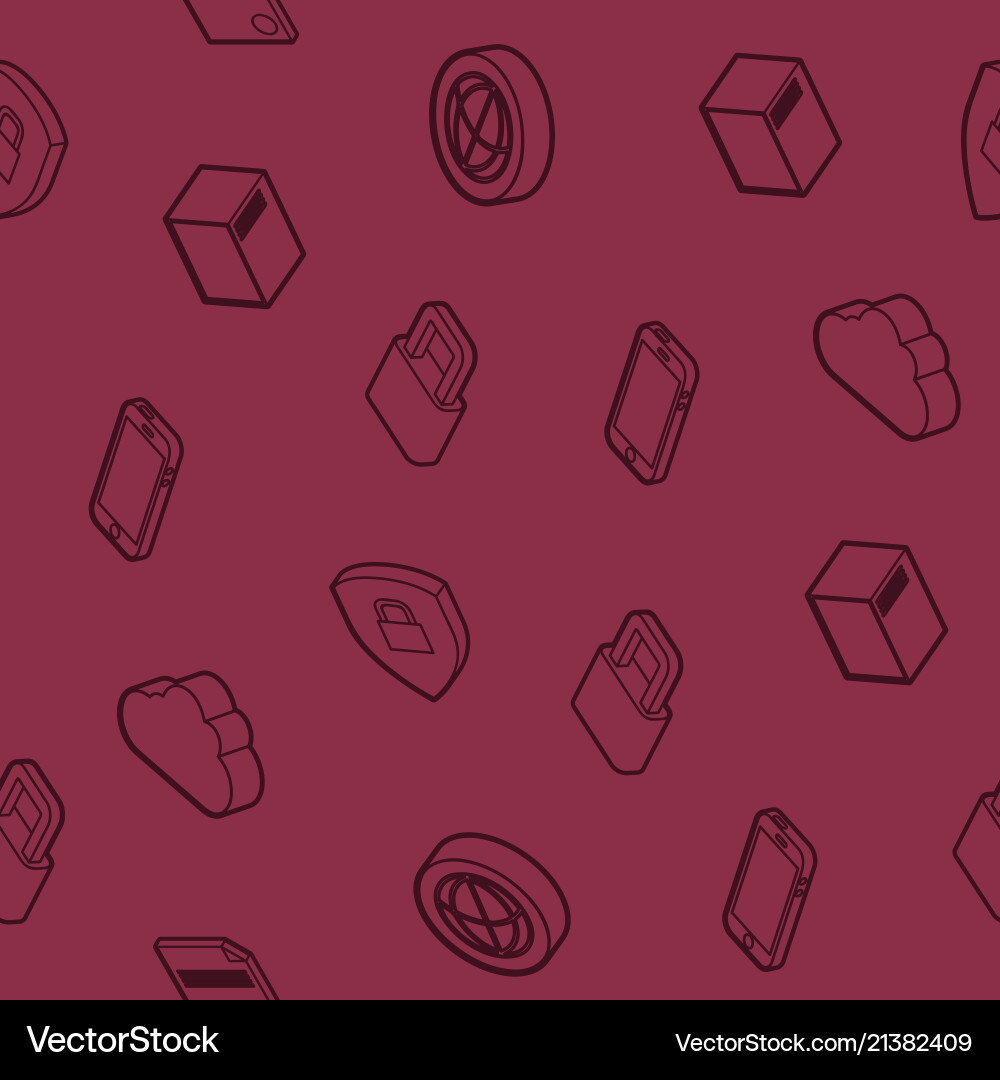 Data center outline isometric pattern Vector Image