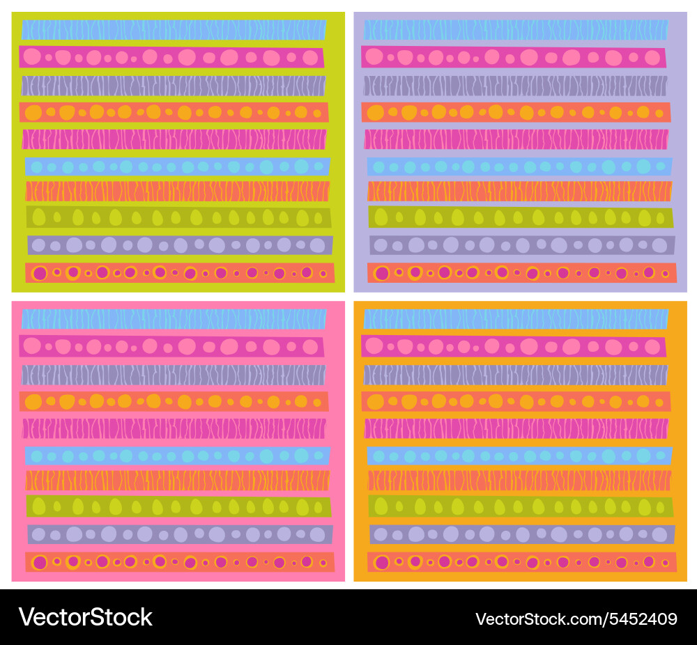 Decorative patterns collection in cheerful color vector image