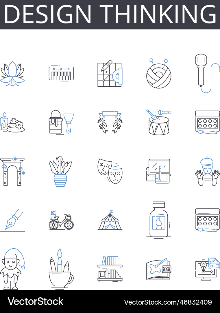 Design thinking line icons collection efficiency Vector Image
