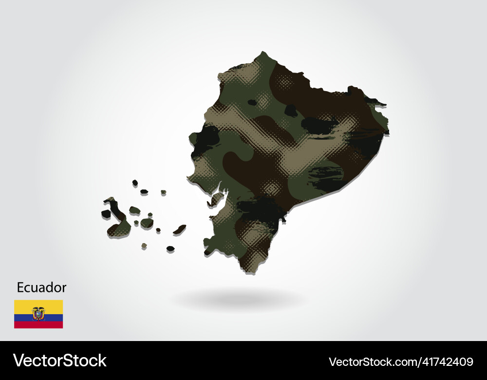 Ecuador map with camouflage pattern forest Vector Image
