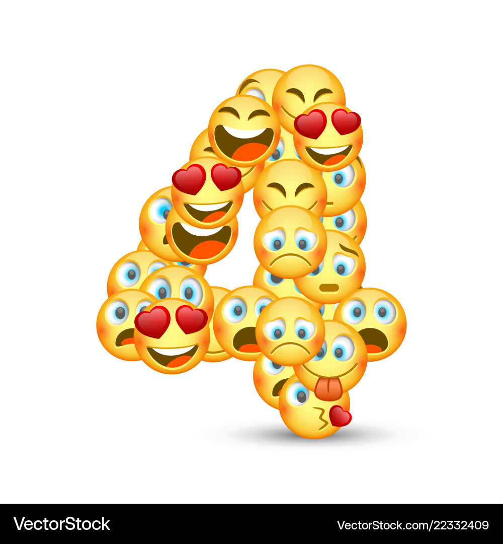 Eine Reihe von Emoticons geformt als vier Zahl Eine Reihe von Emoticons geformt als vier Zahl vektorbild