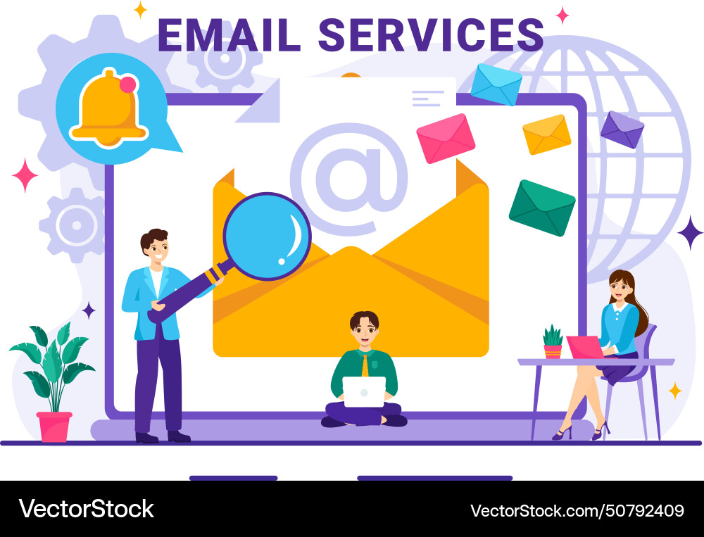 Email service with file correspondence delivery Email service with file correspondence delivery vector image