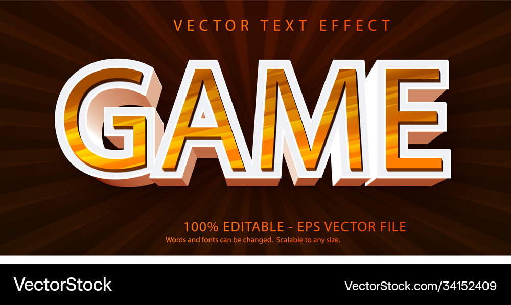 Game text cartoon style editable effect vector image