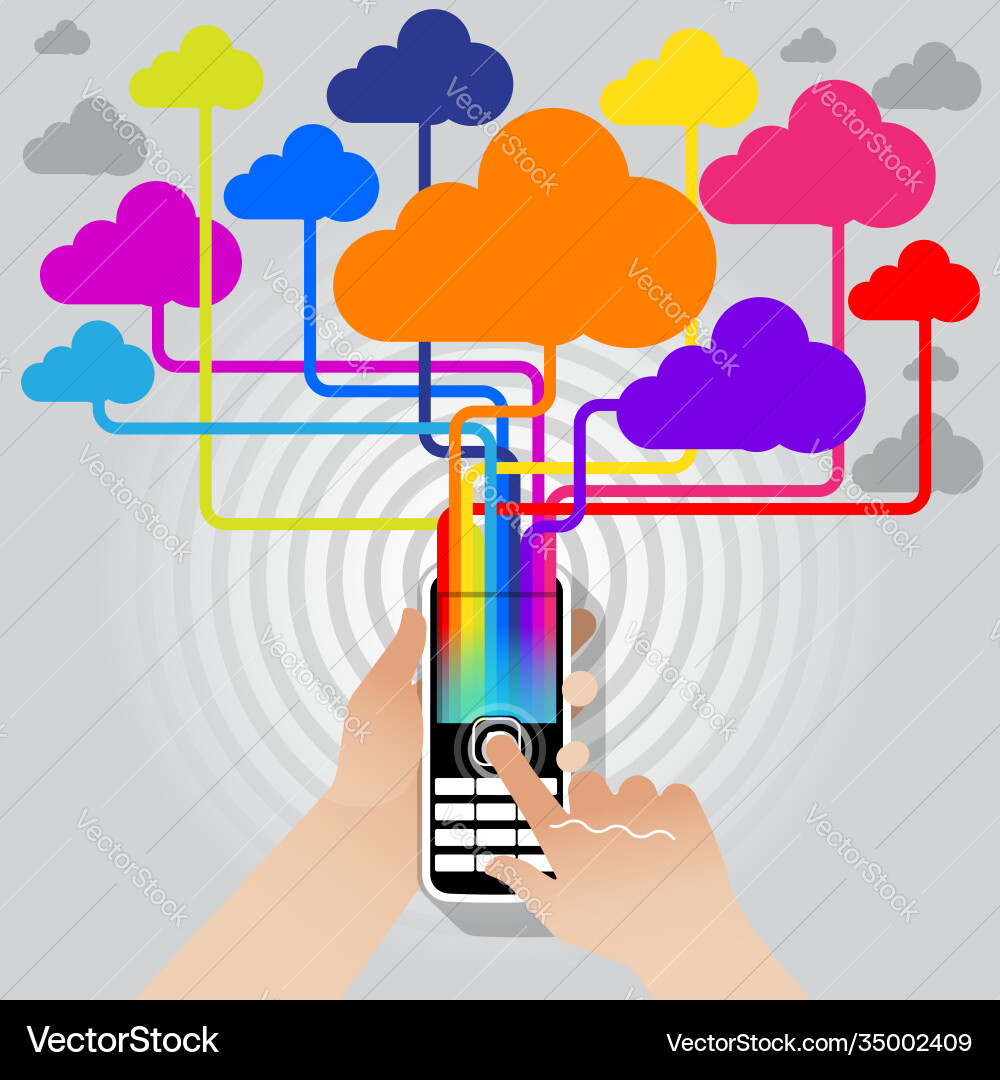 Handset keypad mobilephone - data cloud networking Handset keypad mobilephone - data cloud networking Vector Image