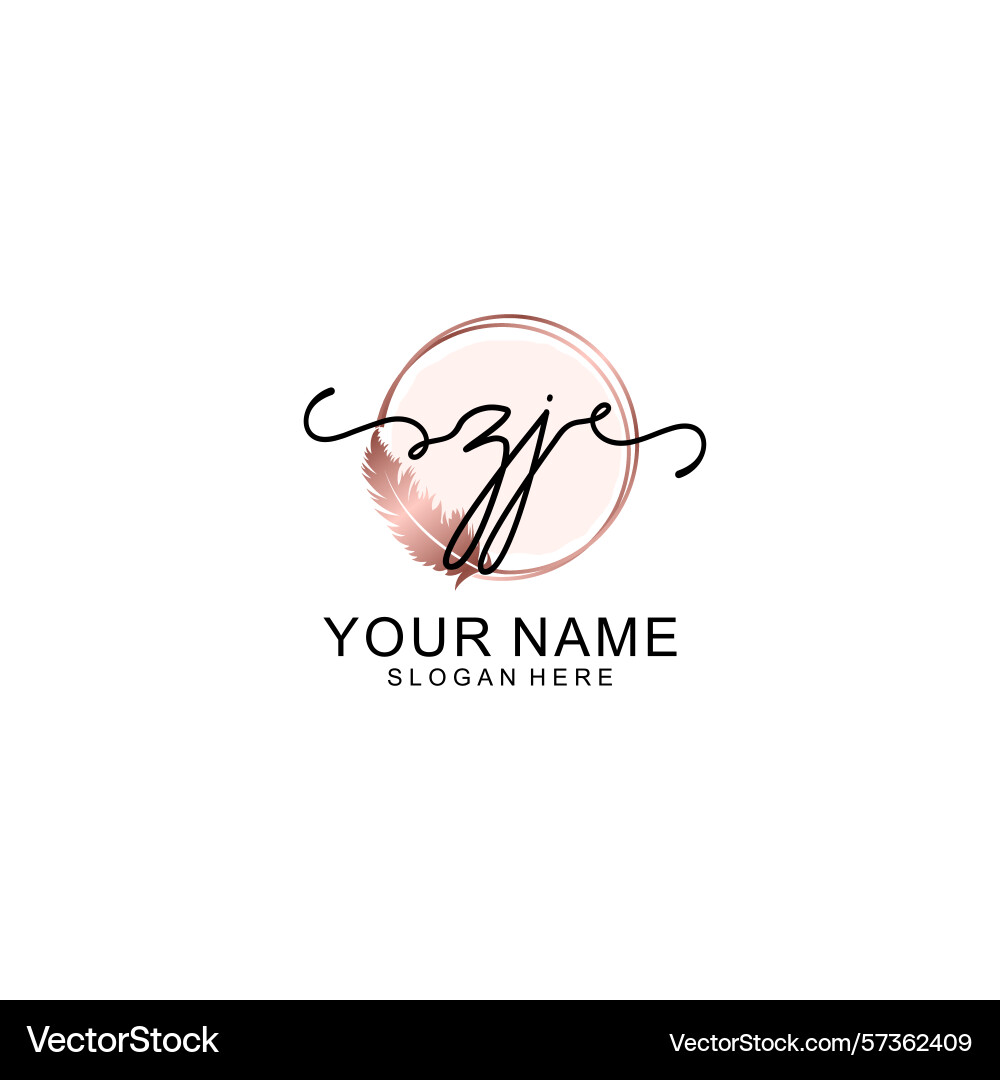 Handwritten zj initial logo with circle Vector Image